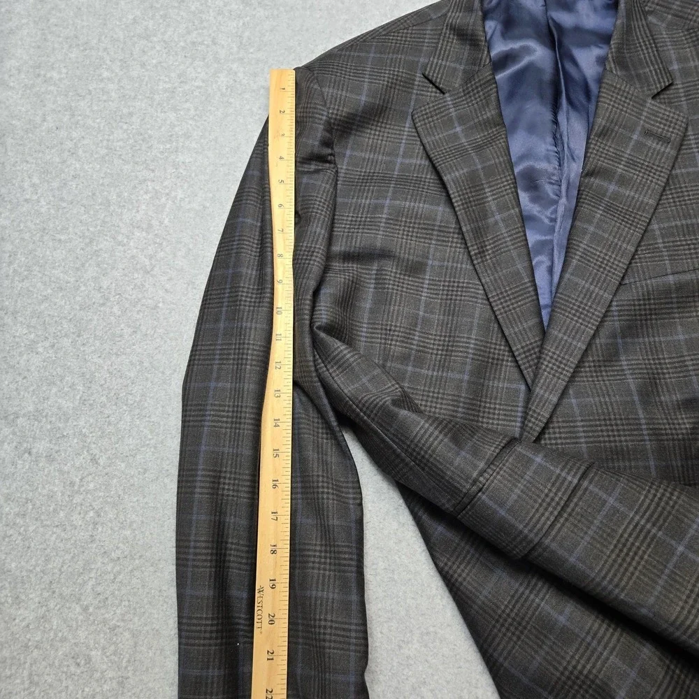 Peter‎ Millar 46 Big & Tall Gray Plaid Wool Sport Coat Mens Single-Breasted